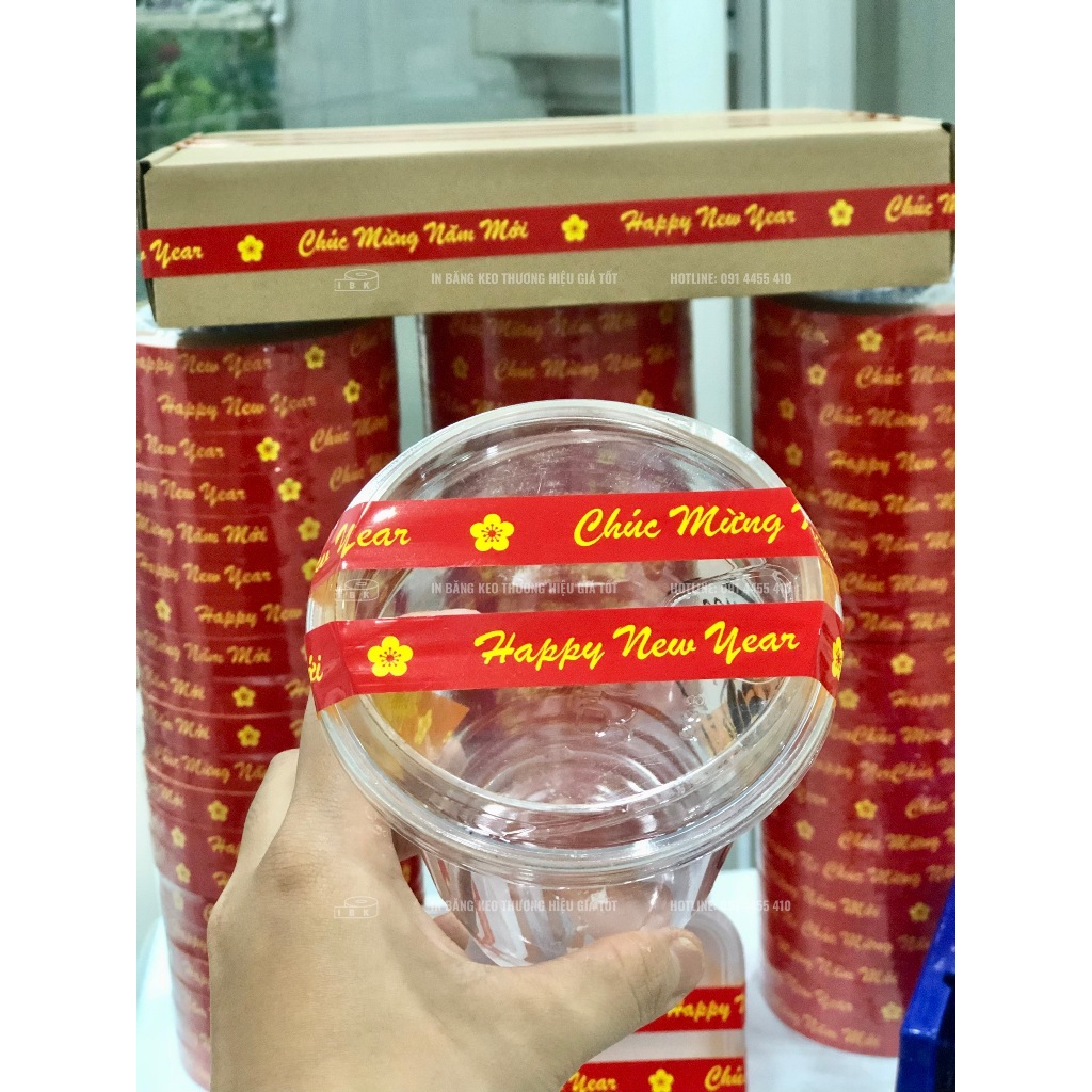 Băng keo CHÚC MỪNG NĂM MỚI màu đỏ vàng