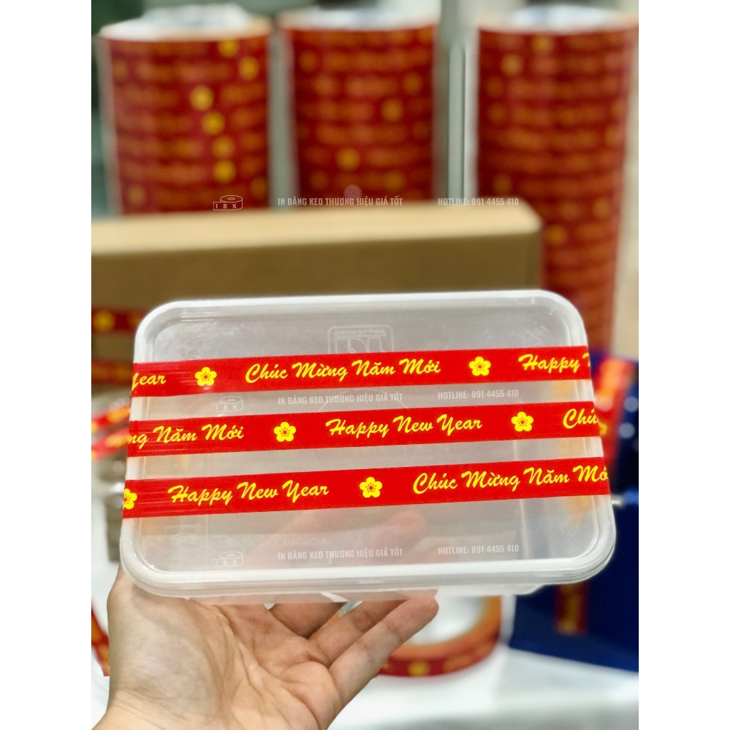 Băng keo CHÚC MỪNG NĂM MỚI màu đỏ vàng