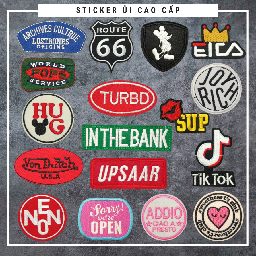 Sticker ủi áo Cao cấp - CÓ SẴN KEO ỦI - sticker vải dùng làm miếng vá áo, phụ kiện trang trí quần áo, balo, giày, nón