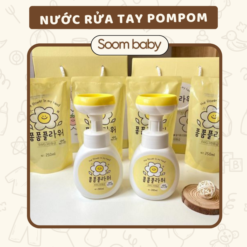 Nước rửa tay tạo bọt hình bông hoa cho bé PomPom Flower Hàn Quốc