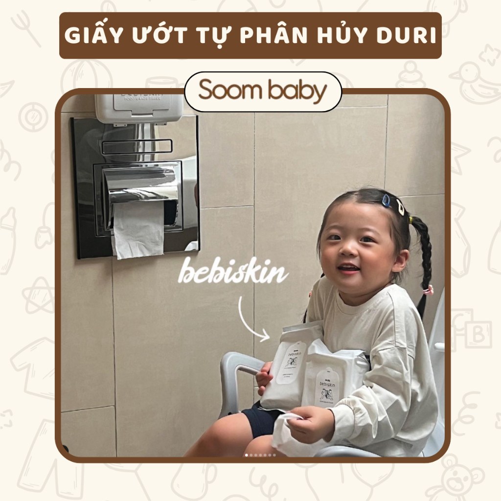 Giấy ướt tự phân hủy sinh học Duri Bebiskin Hàn Quốc