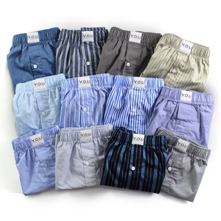 Quần Đùi Ngủ Cho Nam YOU Underwear Chất Vải KATE Cotton, Họa Tiết Sọc Tăm Và Trơn Với Nhiều Mẫu
