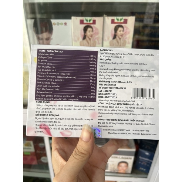 Glutathion 98% viên uống trắng da nội tiết