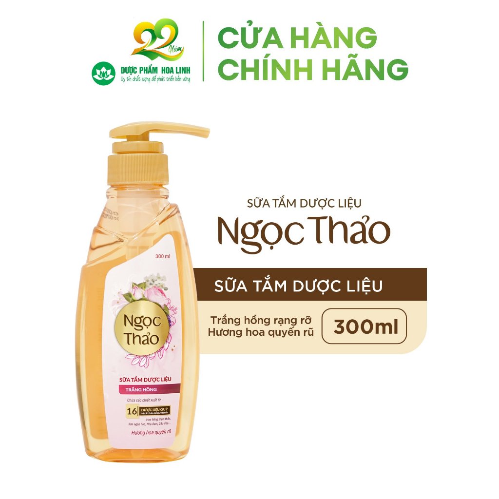 {MỚI} Sữa tắm Dược liệu Ngọc Thảo Trắng hồng 300ml