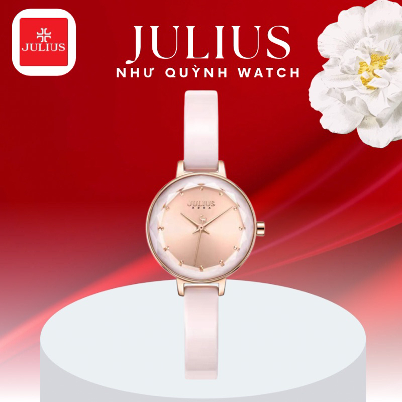 Đồng hồ nữ Julius Hàn Quốc Ja-1348B dây đá phối thép ( Hồng)