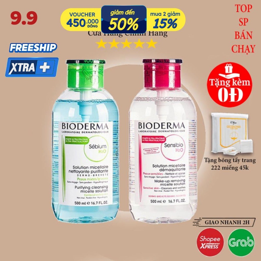Nước tẩy trang bioderma 500ml dành cho mọi loại da chính hãng