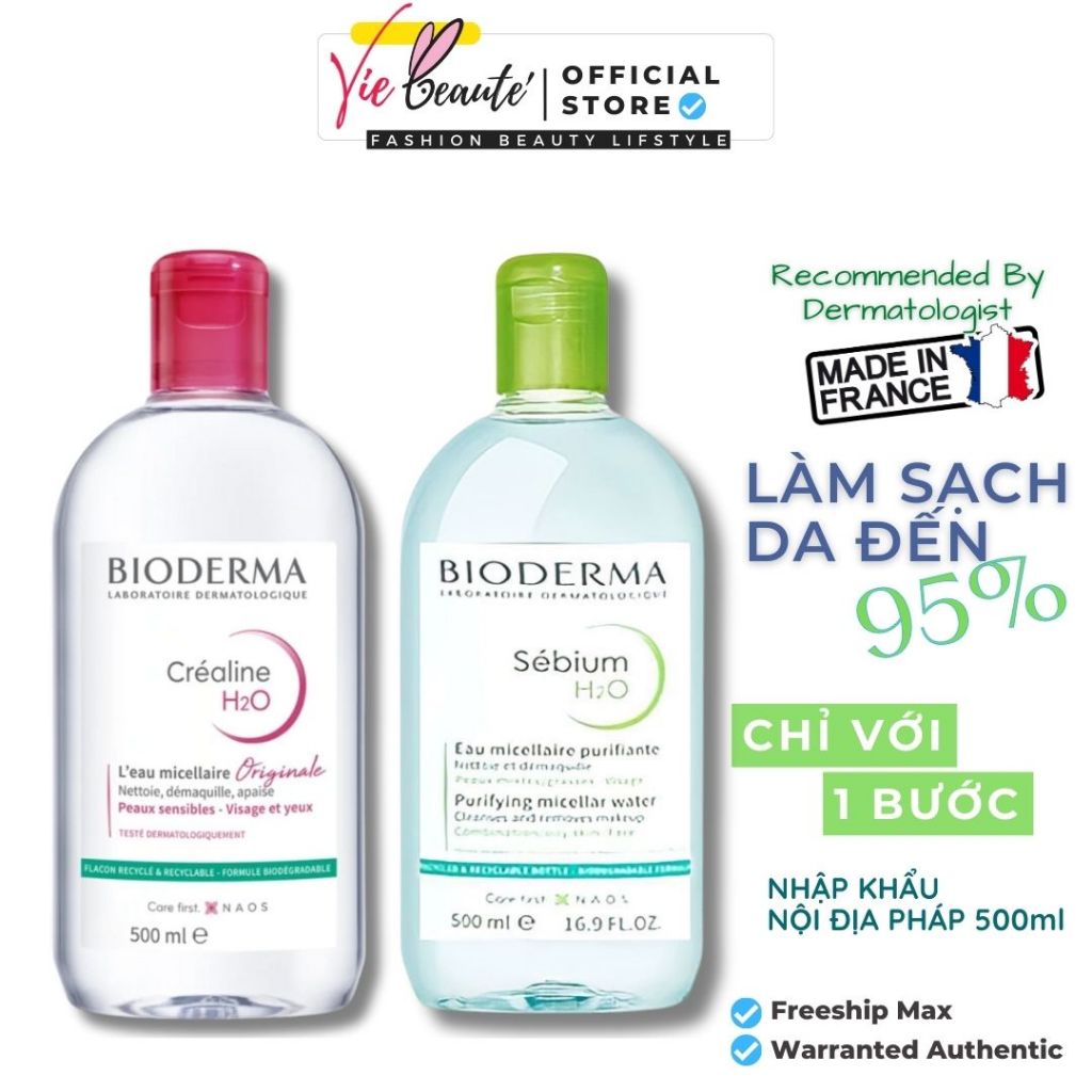 Nước tẩy trang bioderma 500ml dành cho mọi loại da chính hãng