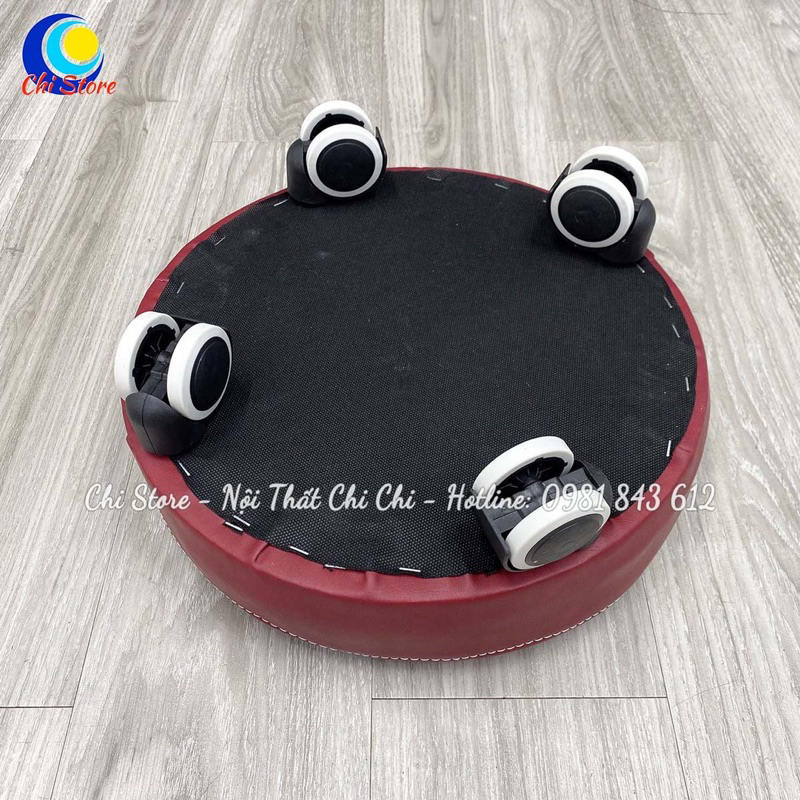 Ghế Đẩu Nhỏ Bánh Xe Tròn Múi Da Siêu Xinh Ngồi Làm Nail Chân Đóng Hàng, Ghế Ngồi Bàn Bệt Cho Bé Cao 12cm