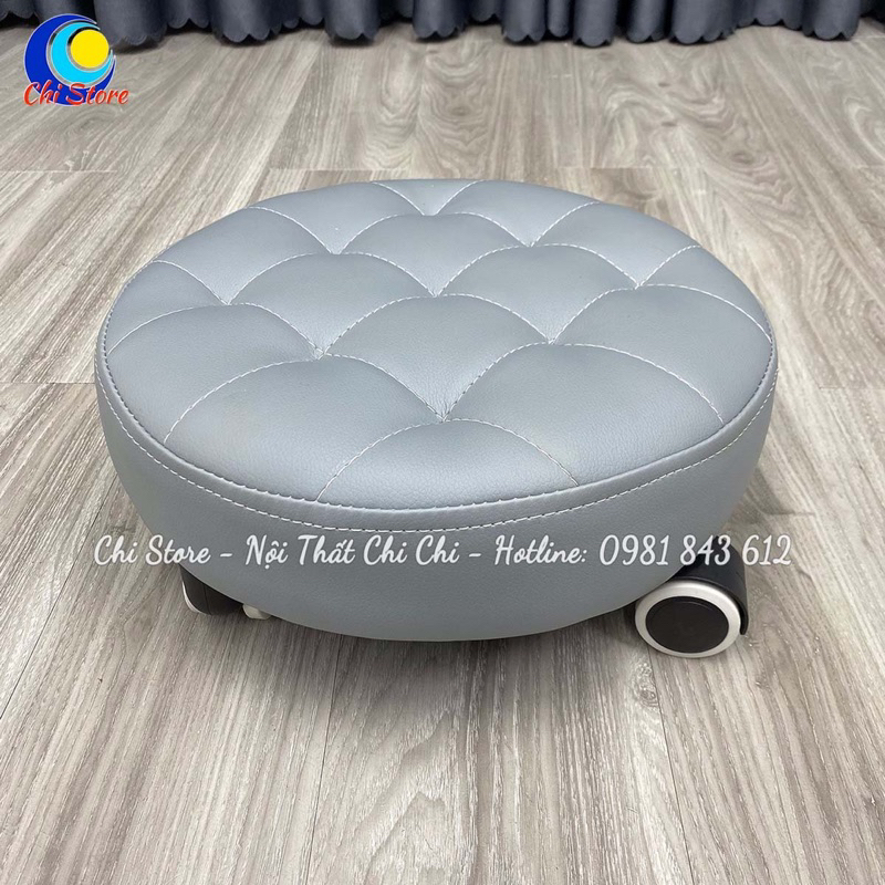 Ghế Đẩu Nhỏ Bánh Xe Tròn Múi Da Siêu Xinh Ngồi Làm Nail Chân Đóng Hàng, Ghế Ngồi Bàn Bệt Cho Bé Cao 12cm