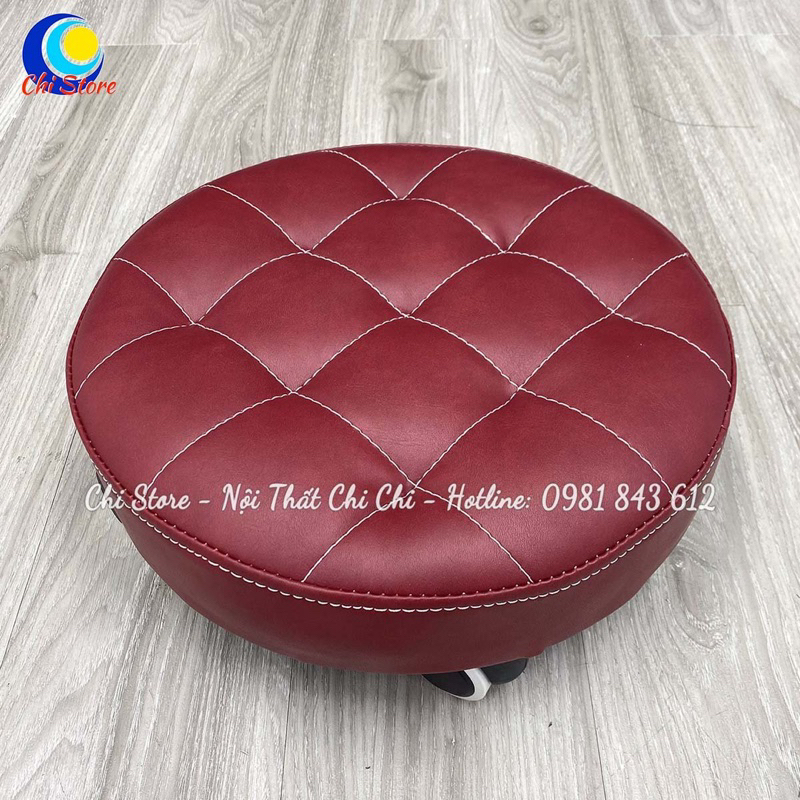 Ghế Đẩu Nhỏ Bánh Xe Tròn Múi Da Siêu Xinh Ngồi Làm Nail Chân Đóng Hàng, Ghế Ngồi Bàn Bệt Cho Bé Cao 12cm