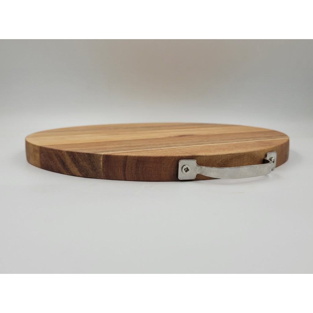 Thớt gỗ keo cao cấp thái chặt  dày 2cm có quai cầm inox Tre Làng