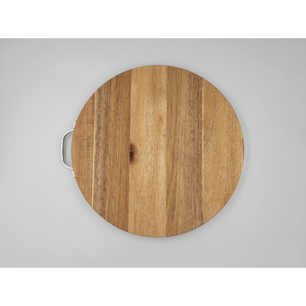 Thớt gỗ keo cao cấp thái chặt  dày 2cm có quai cầm inox Tre Làng