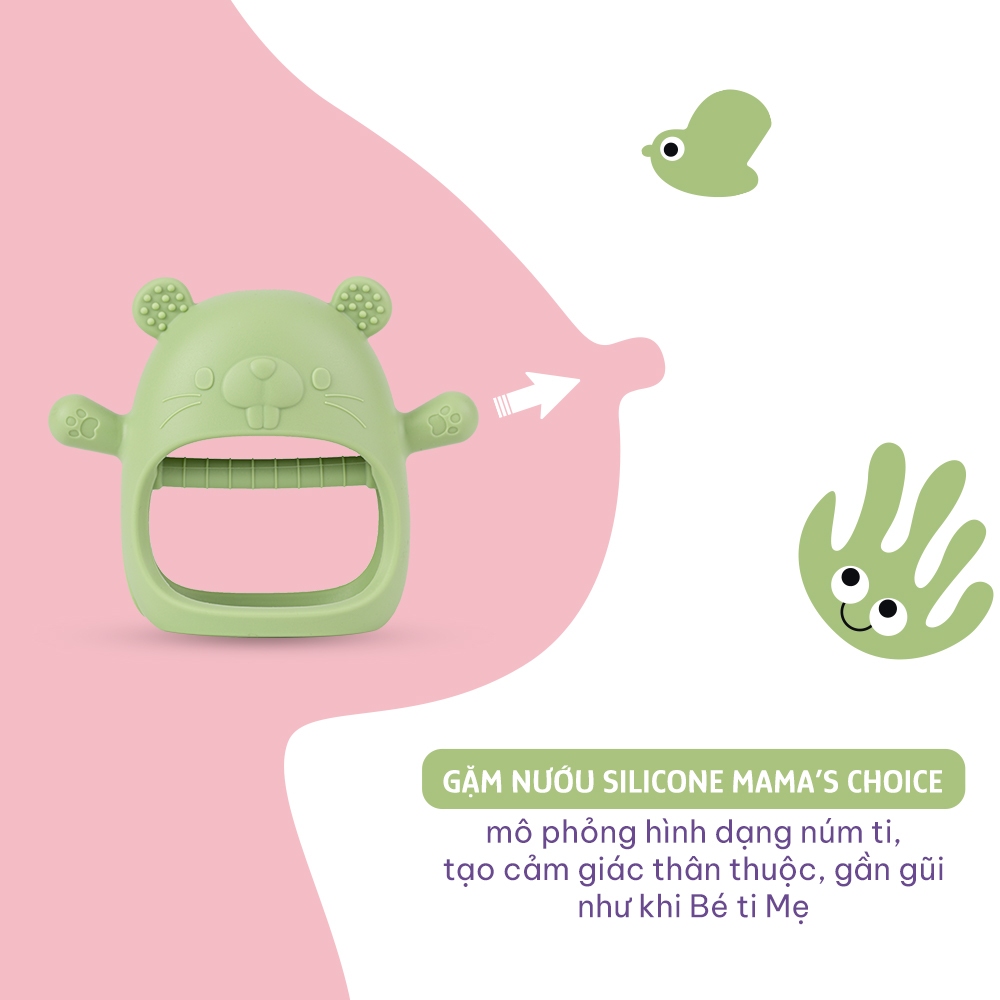 Gặm Nướu Mama's Choice, Gặm Nứu Chất Liệu Silicone Bạch Kim Cao Cấp, Siêu Mềm và An Toàn Cho Bé [Mẫu hot 2023]