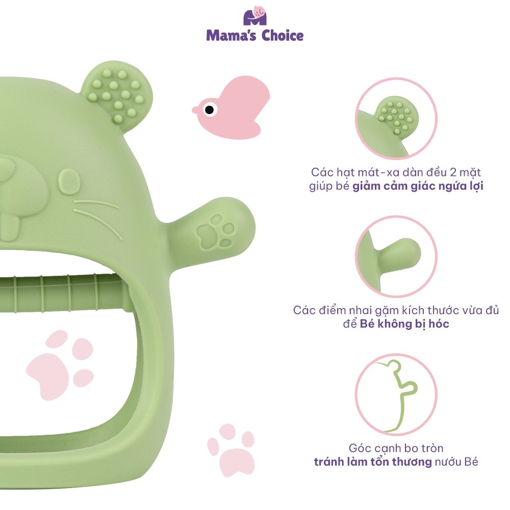 Gặm Nướu Mama's Choice, Gặm Nứu Chất Liệu Silicone Bạch Kim Cao Cấp, Siêu Mềm và An Toàn Cho Bé [Mẫu hot 2023]