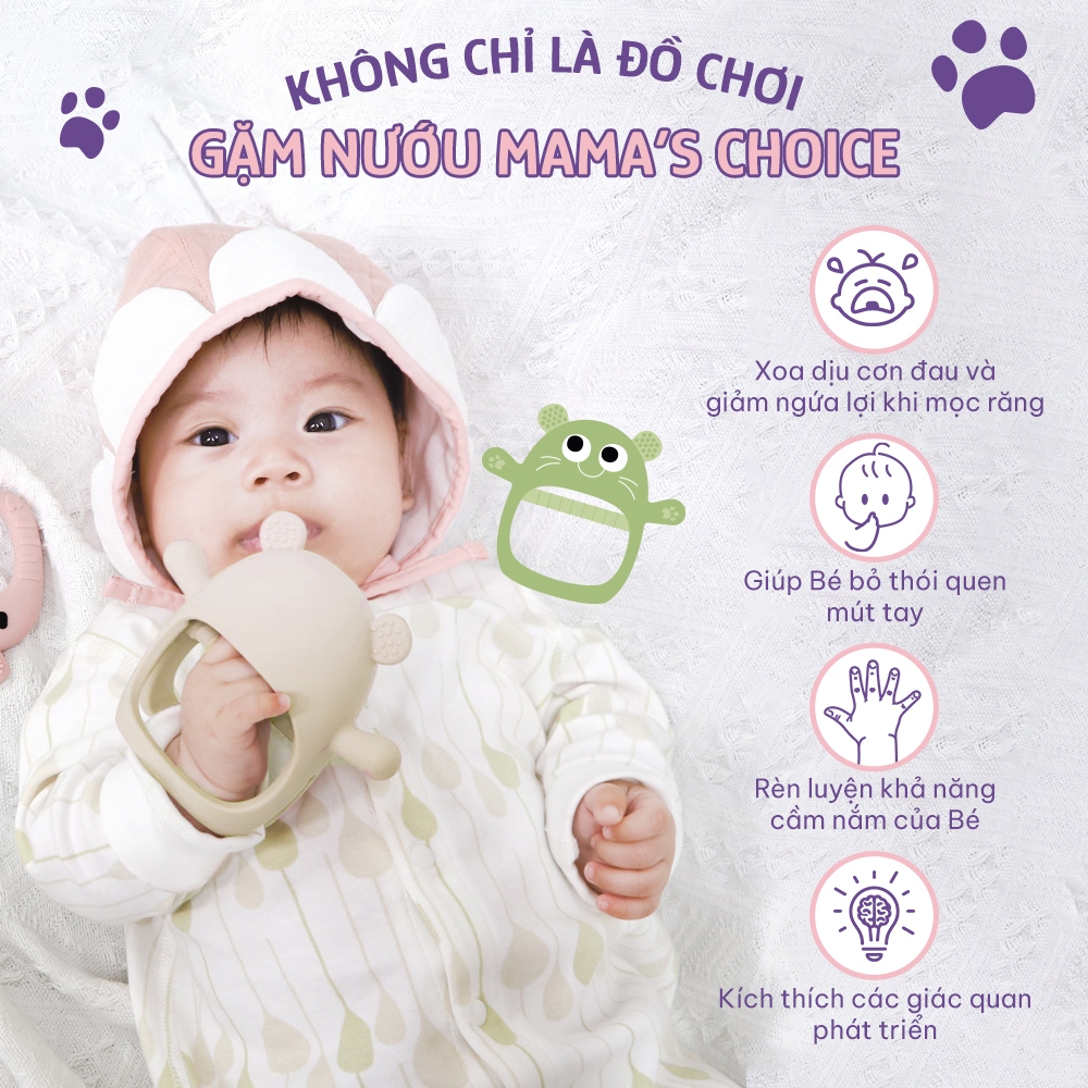 Gặm Nướu Mama's Choice, Gặm Nứu Chất Liệu Silicone Bạch Kim Cao Cấp, Siêu Mềm và An Toàn Cho Bé [Mẫu hot 2023]