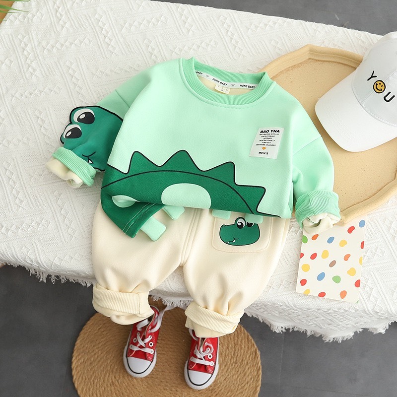 Set Bộ Quần Áo Dài Tay Thu Đông Chất Nỉ Cao Cấp Hình Thú Trẻ Em Dễ Thương Cho Bé Trai Bé Gái - CAFE_BABY109