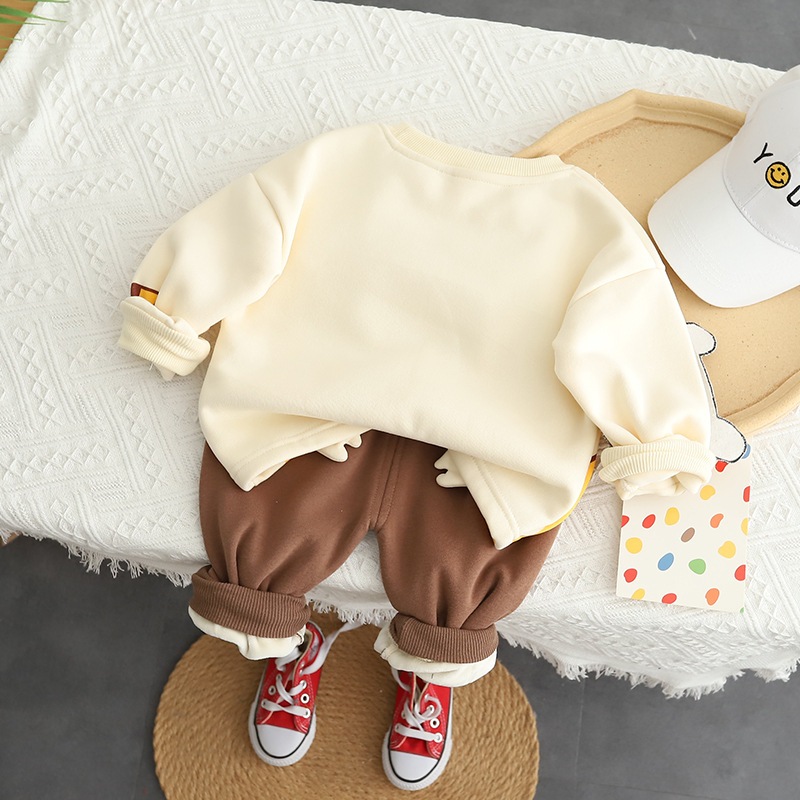 Set Bộ Quần Áo Dài Tay Thu Đông Chất Nỉ Cao Cấp Hình Thú Trẻ Em Dễ Thương Cho Bé Trai Bé Gái - CAFE_BABY109