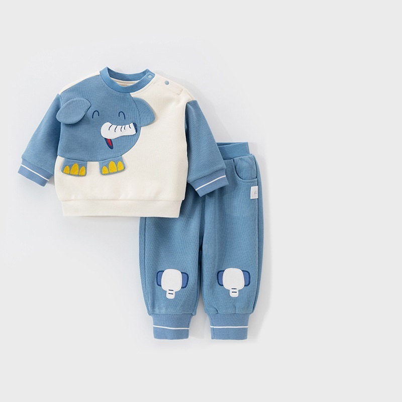 Set Bộ Quần Áo Thu Đông Dài Tay Chất Nỉ Cao Cấp May Hình Thú Đáng Yêu Trẻ Em Cho Bé Trai Bé Gái - CAFE_BABY107