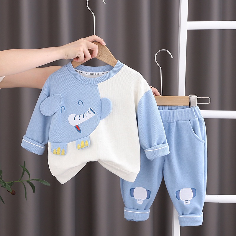 Set Bộ Quần Áo Thu Đông Dài Tay Chất Nỉ Cao Cấp May Hình Thú Đáng Yêu Trẻ Em Cho Bé Trai Bé Gái - CAFE_BABY107