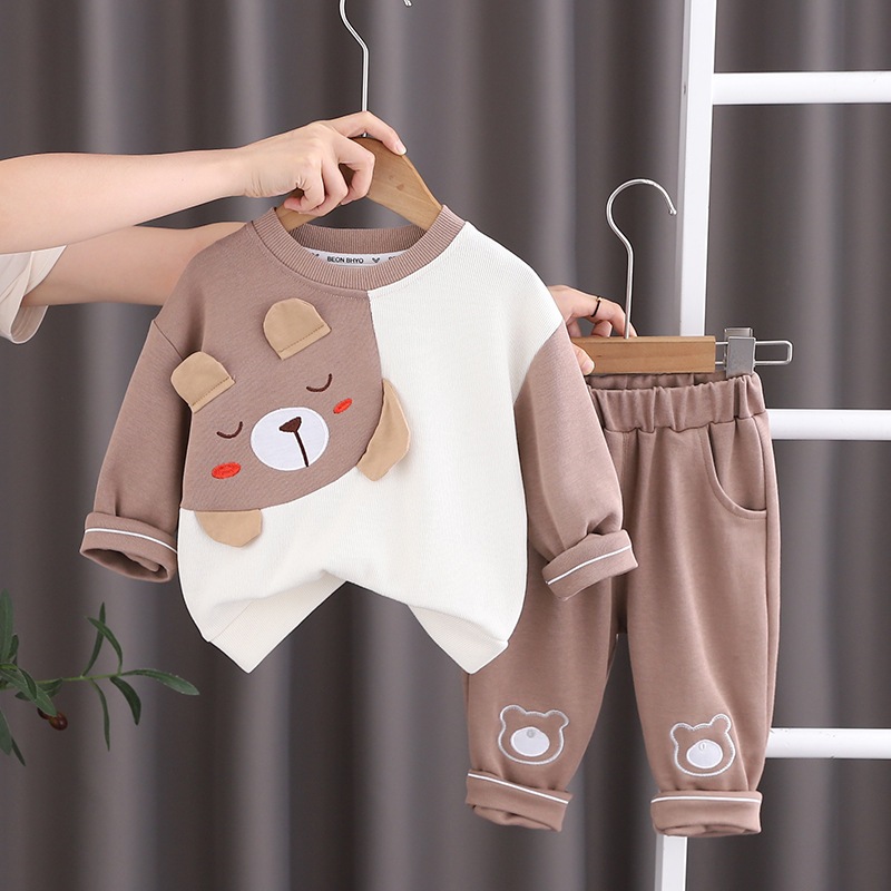 Set Bộ Quần Áo Thu Đông Dài Tay Chất Nỉ Cao Cấp May Hình Thú Đáng Yêu Trẻ Em Cho Bé Trai Bé Gái - CAFE_BABY107