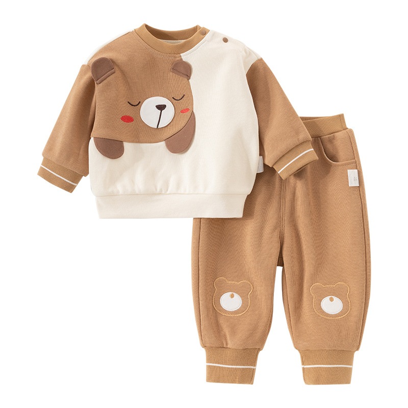 Set Bộ Quần Áo Thu Đông Dài Tay Chất Nỉ Cao Cấp May Hình Thú Đáng Yêu Trẻ Em Cho Bé Trai Bé Gái - CAFE_BABY107