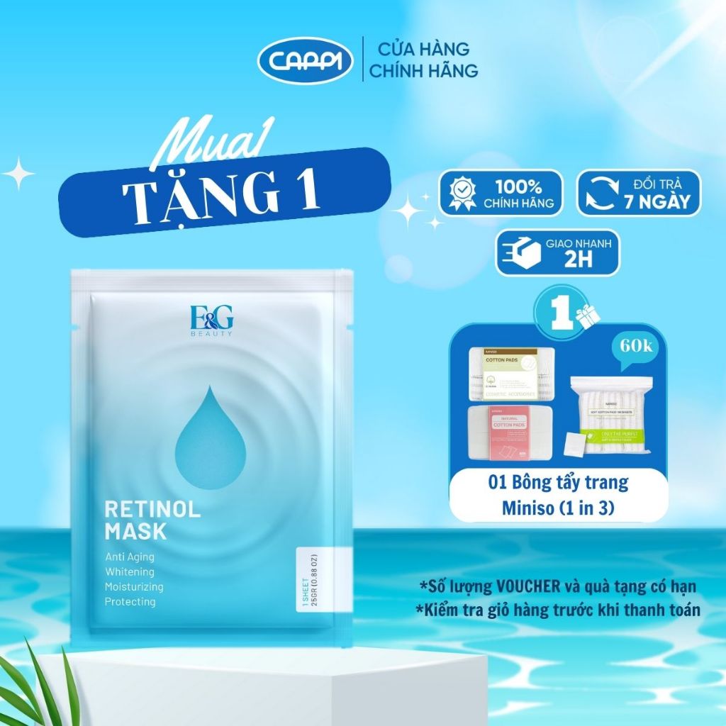 Mặt nạ Retinol Mask E&G chứa tinh chất thảo dược quý dưỡng da trắng khỏe cấp ẩm trẻ hóa (1 miếng)