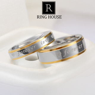 Nhẫn cặp đôi nam nữ Forever Love titan không đen gỉ đẹp