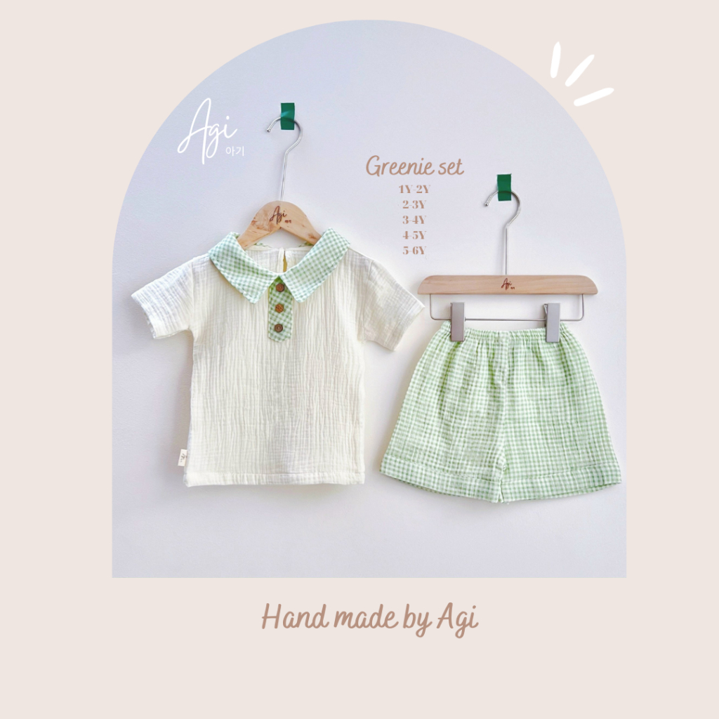 Set bộ caro xanh ngắn tay cổ hoàng gia cho bé trai từ 1-6 tuổi