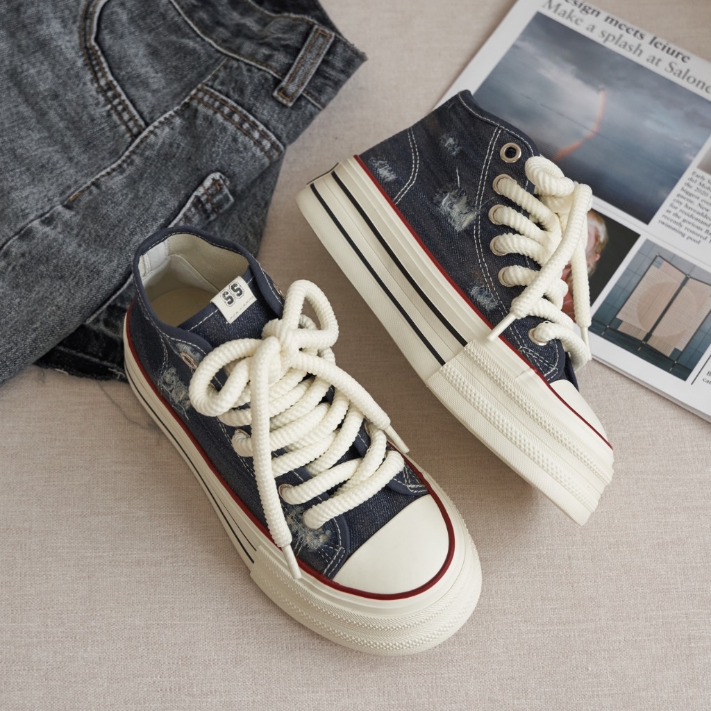 Giày Thể Thao Sneaker Nữ Second Sunday Damage Denim Đế Tăng Chiều Cao 4cm SK18