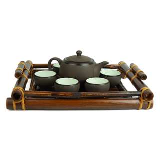 Bộ Ấm Chén Gốm Mộc Khay Mây 300ml Gốm Sứ Bát Tràng Linh Khang Nghệ Nhân Phạm Thế Anh