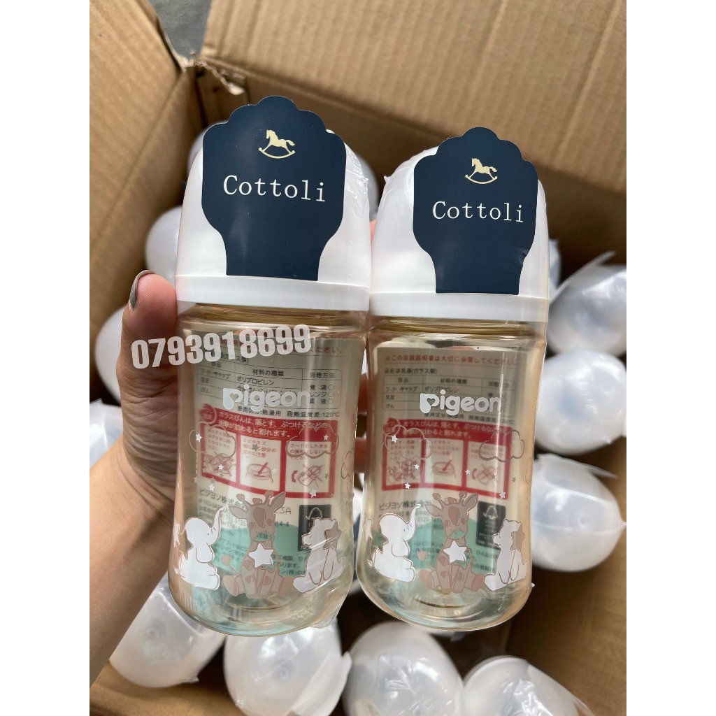 Mẫu mới 2023 - Bình sữa Pigeon nội địa Nhật nhựa PPSU 160ml - 240ml thế hệ thứ 3 Bản titan