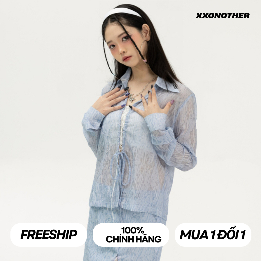 Xxonother See-Through String Shirt&Skirt_Sky Blue