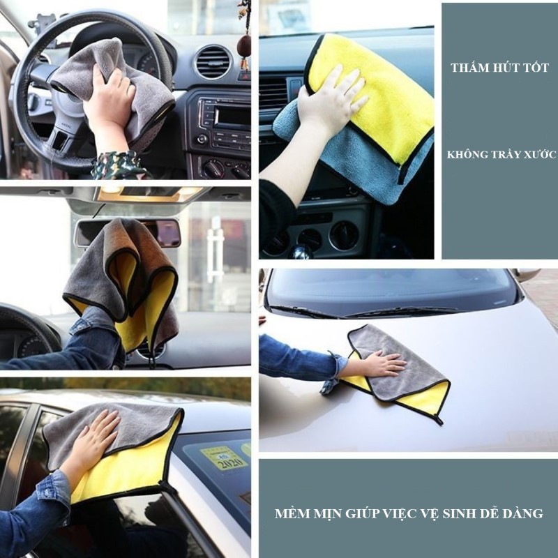 Khăn Lau Xe Ô TÔ Xe Hơi AHACAR Chuyên dụng phụ kiện ô tô găng tay rửa xe ô tô xe hơi