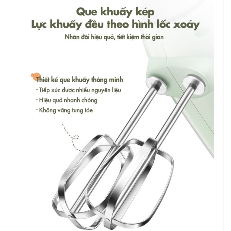 Máy Đánh Trứng Cầm Tay Bear DDQ-B01F7 Tích Hợp 2 Que Đánh | Hàng Chính Hãng | Bảo Hành 18T | Mimax Store