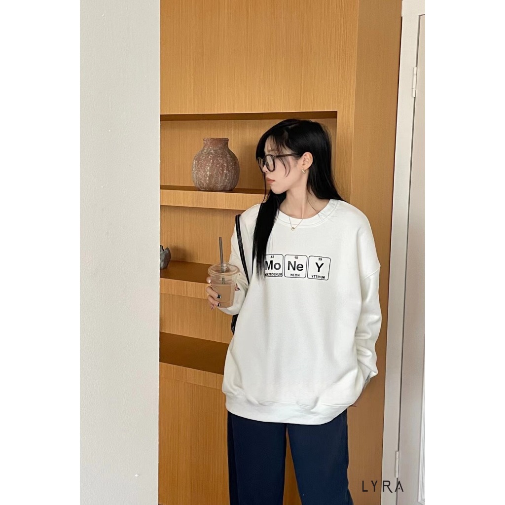 LYRA Áo nỉ bông sweater in chữ MONEY chất mịn đẹp form rộng phong cách trẻ trung, năng động - CSYAN0091