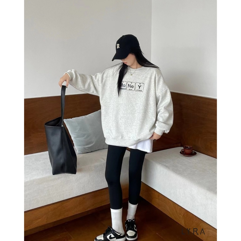 LYRA Áo nỉ bông sweater in chữ MONEY chất mịn đẹp form rộng phong cách trẻ trung, năng động - CSYAN0091