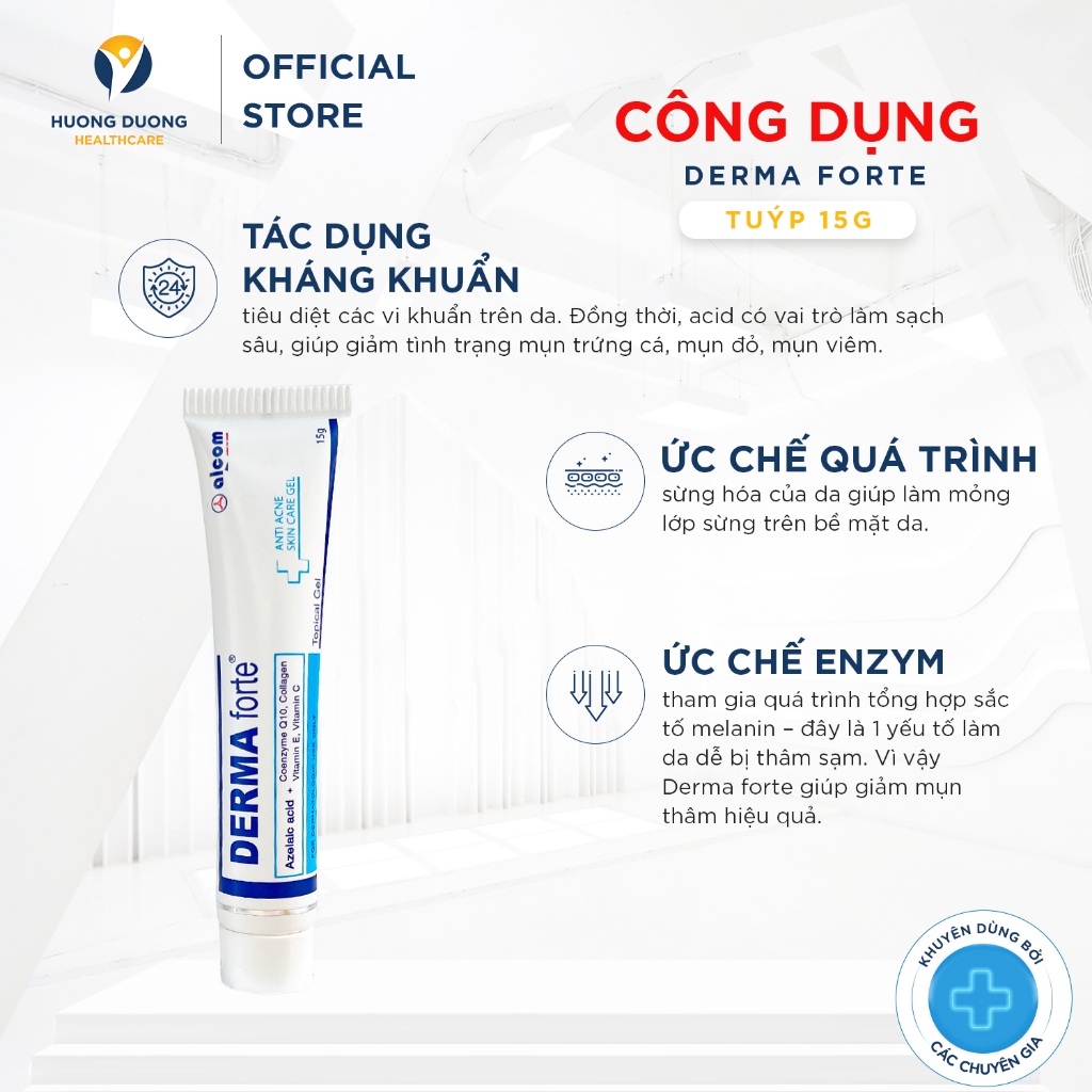 Kem mụn Derma Forte mờ thâm, giảm sẹo,kem dưỡng da giảm mụn tuýp 15g - Gamma