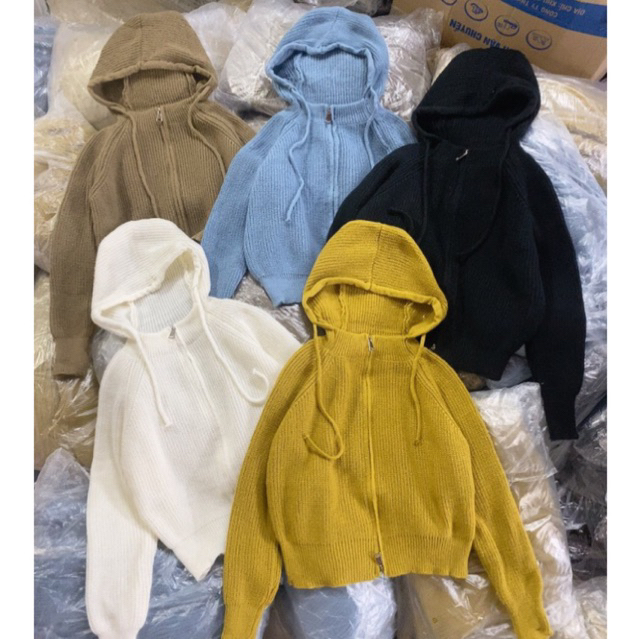 ÁO KHOÁC NỮ, ÁO KHOÁC LEN DÂY KÉO CÓ NÓN  - KÈM ẢNH THẬT