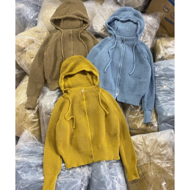 ÁO KHOÁC NỮ, ÁO KHOÁC LEN DÂY KÉO CÓ NÓN  - KÈM ẢNH THẬT