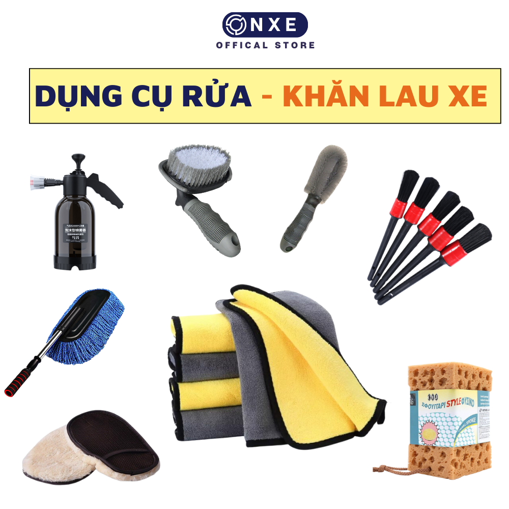 Khăn lau xe ô tô chuyên dụng vải sợi mềm chống xước lau ô tô xe máy onxe dùng kèm nước rửa xe và bình xịt bọt tuyết