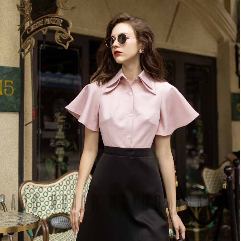 Đầm hồng phối đen NGADO, Đầm thiết kế, váy thiết kế