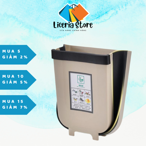 Thùng rác treo tủ bếp, thùng rác gấp gọn thông minh, nhỏ gọn tiện lợi, màu sắc nhã nhặn