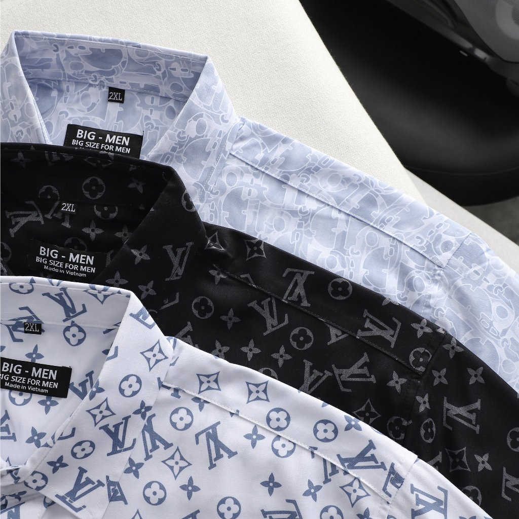 Áo sơ mi tay ngắn chất lụa dệt họa tiết big size nam