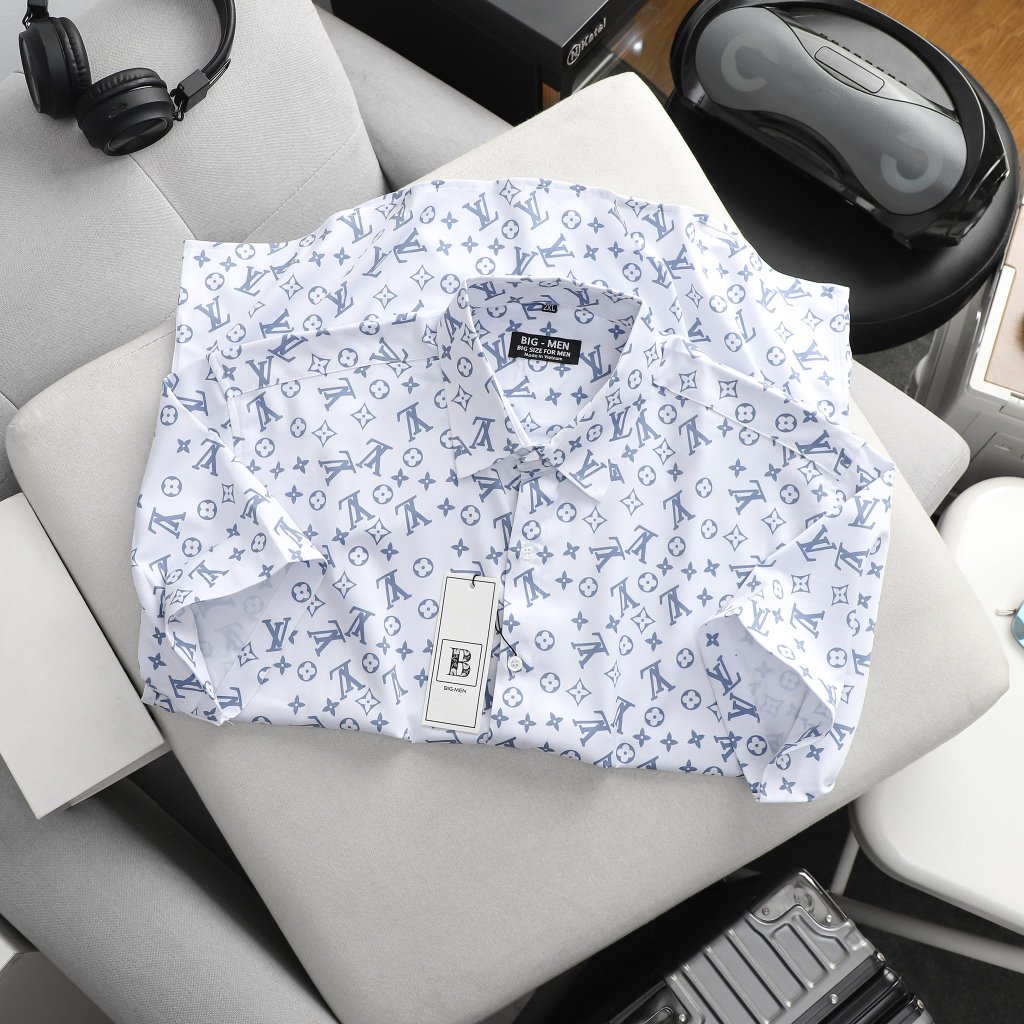 Áo sơ mi tay ngắn chất lụa dệt họa tiết big size nam