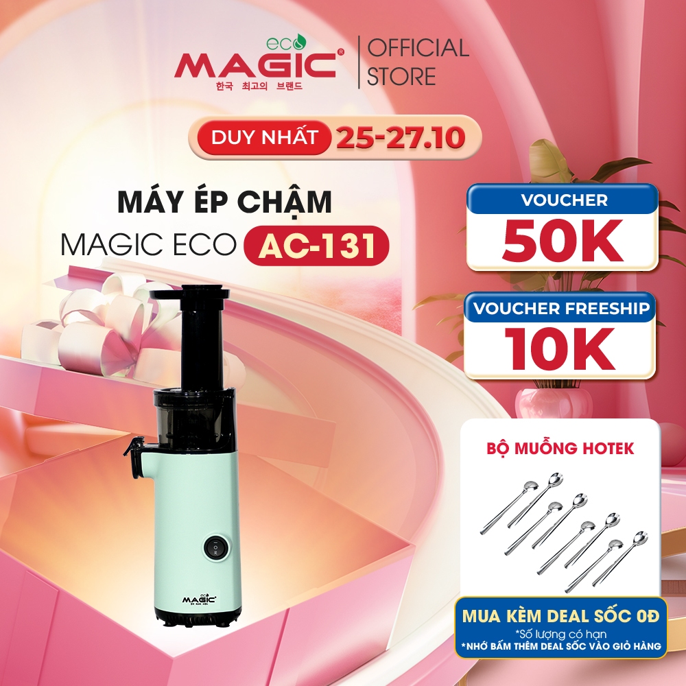 Máy ép chậm thế hệ mới Magic Eco AC131 MADE IN THAILAND,thiết kế nhỏ gọn lắp ráp nhanh,lưới lọc 2 tầng,BH chính hãng