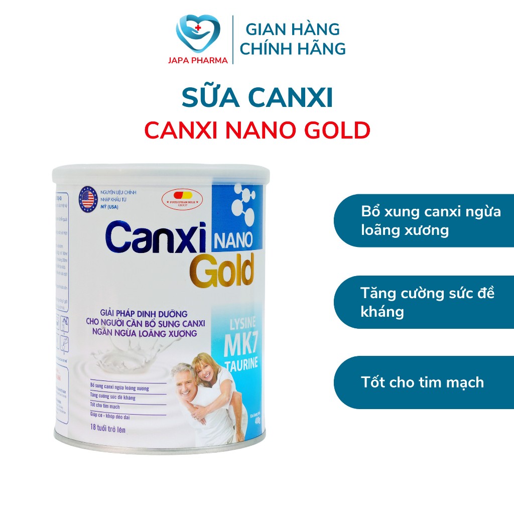 Sữa bột Canxi Nano Gold sữa Công thức Xương khớp bổ sung canxi giúp xương chắc khỏe cho người già dinh dưỡng cho người l
