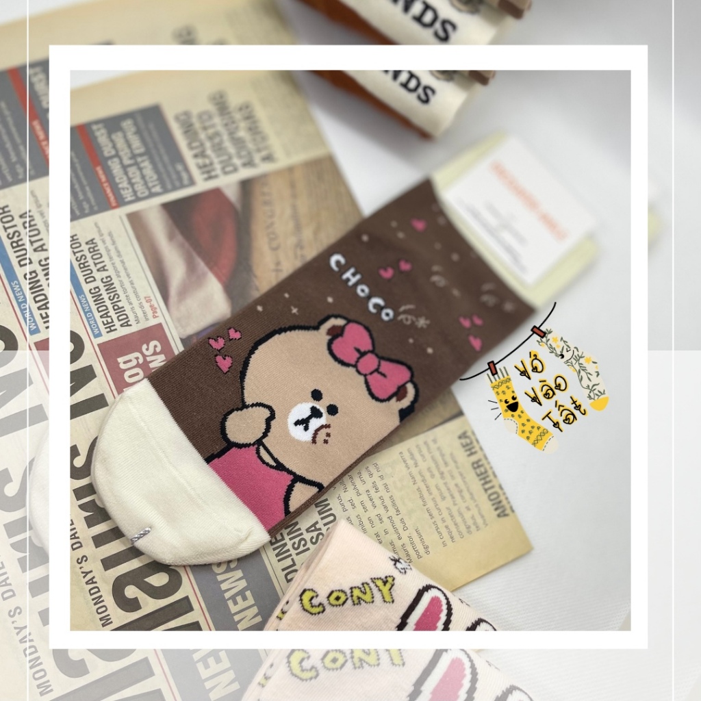 VỚ TẤT CỔ CAO TRUNG HÌNH GẤU MÀU NÂU CHẤT COTTON CAO CẤP