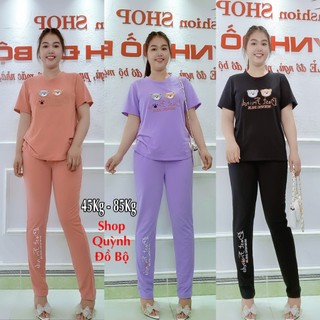 Đồ Bộ Thun Nữ Quần Dài Bigsize Mặc Nhà Trung Niên Giá Rẻ Dễ Thương Cotton Co Giãn Thoải Mái S173