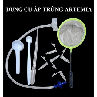 Bộ ấp artemia - Dụng cụ ấp trứng artemia : Vợt nano lọc artemia, Nắp ấp artemia, Ống Hút Artemia, Ống Đựng Artemia