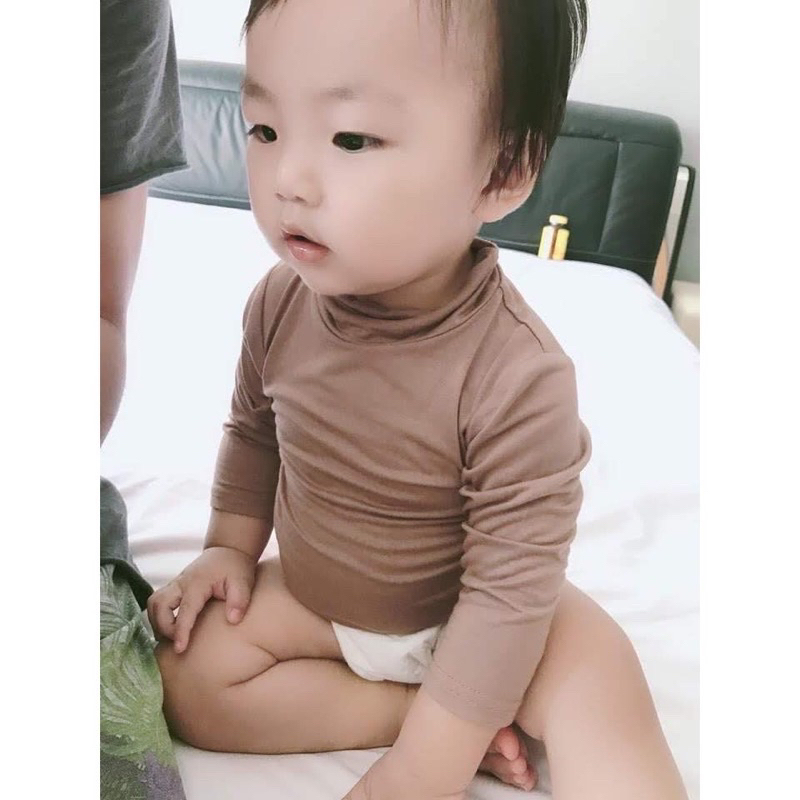 Áo Giữ Nhiệt Cao Cổ Cao 3 Phân Trơn Chất Thun Lạnh Cho Bé 18-35kg  Trang Xô Kids